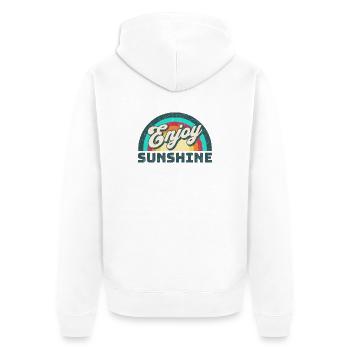 Genieße Sonnenschein Retro Design - Unisex Premium Bio Zip Hoodie - Weiß - Hinten - Thijin (182cm)