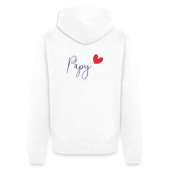 PAPY. PAPA. FÊTE DES PÈRES. BONNE FÊTE PAPA - Veste à capuche bio Premium Unisexe - blanc - Dos - Thijin (182cm)