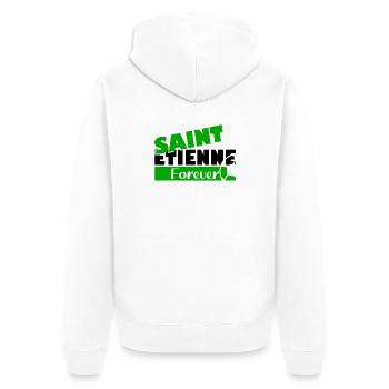 Saint Etienne Forever Bold Logo Tee - Unisex Premium Organic Zip Hoodie - white - Back - Thijin (182cm)