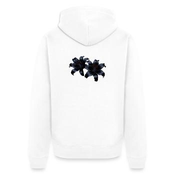 Nachtlilien Dunkle Blütenzauber - Unisex Premium Bio Zip Hoodie - Weiß - Hinten - Thijin (182cm)
