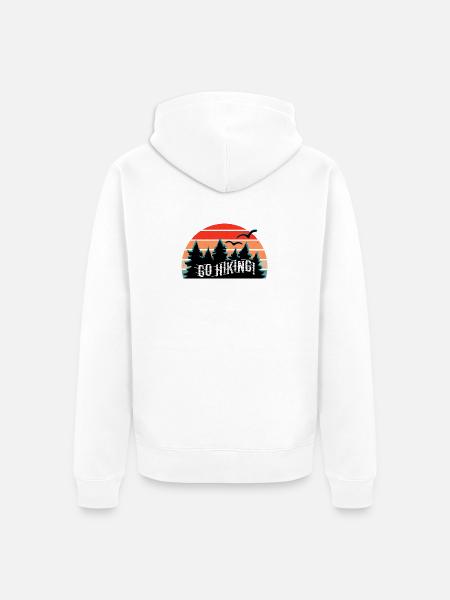 Verliefd op bergen en wandelen - Ga wandelen! - Uniseks Premium bio ziphoodie - wit