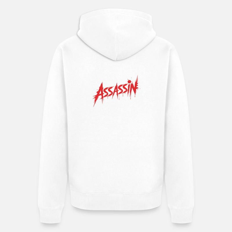 Assassin - Conception de sang tueur - Veste à capuche bio Premium Unisexe - blanc