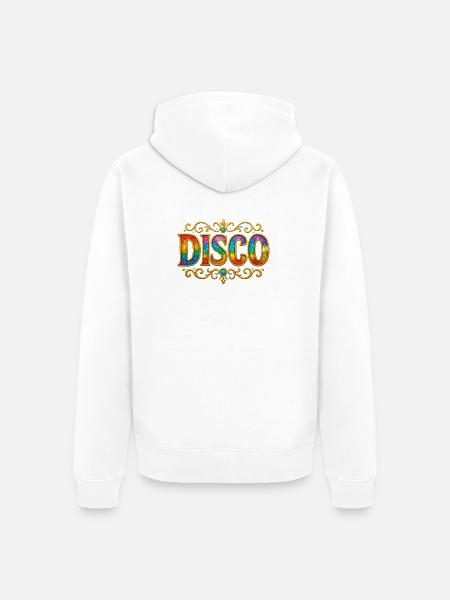 Buntes Disco-Motiv mit Goldrahmen - Unisex Premium Bio Zip Hoodie - Weiß