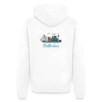 Stadtsilhouette von Rotterdam im Dockland-Stil - Unisex Premium Bio Zip Hoodie - Weiß - Hinten - Thijin (182cm)