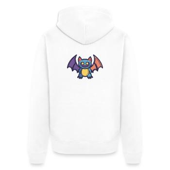 Fledermaus  - Unisex Premium Bio Zip Hoodie - Weiß - Hinten - Thijin (182cm)