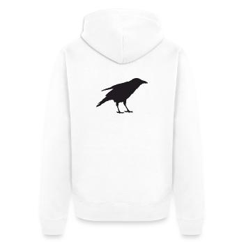Krähe II - Unisex Premium Bio Zip Hoodie - Weiß - Hinten - Thijin (182cm)