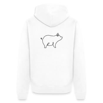Pig Drawing – Symbol of Happiness and Nature - Unisex Premium Organic Zip Hoodie - white - Back - Thijin (182cm)