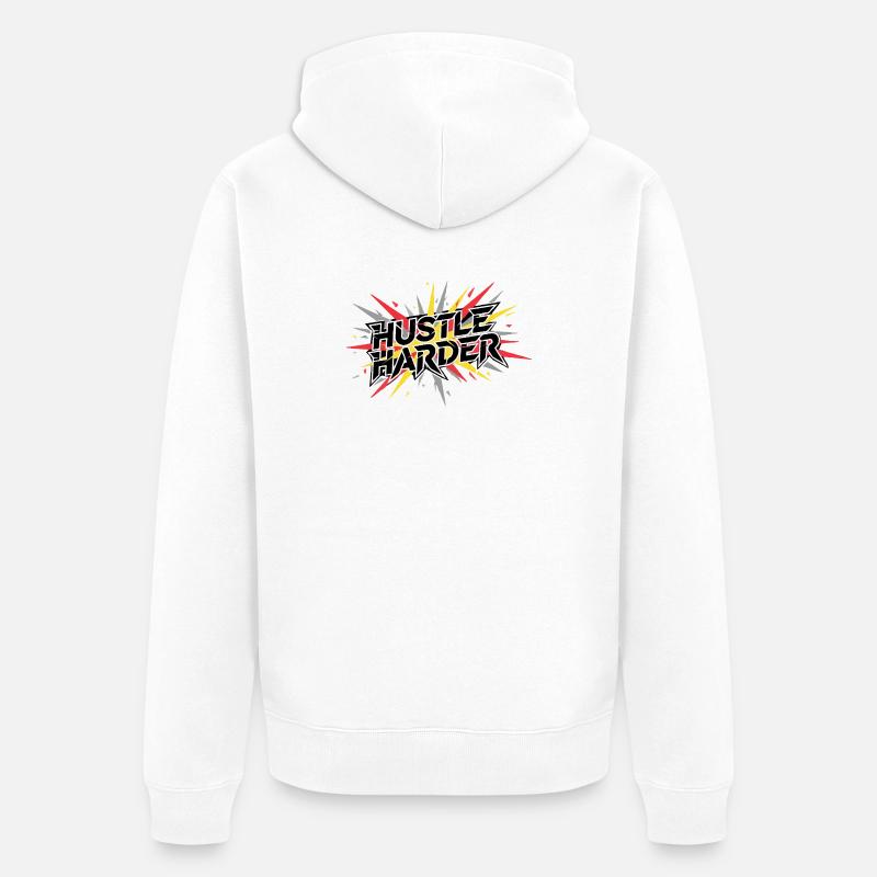 Hustle Harder Graffiti Pulse - Unisex Premium Bio Zip Hoodie - Weiß