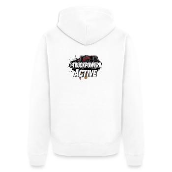 TruckPower Active Bold Truck Motif - Unisex Premium Organic Zip Hoodie - white - Back - Thijin (182cm)
