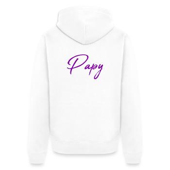 OPA. PAPA. VATERTAG. FROHER VATERTAG - Unisex Premium Bio Zip Hoodie - Weiß - Hinten - Thijin (182cm)