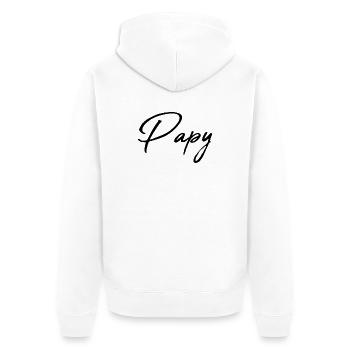PAPY. PAPA. FÊTE DES PÈRES. BONNE FÊTE PAPA - Veste à capuche bio Premium Unisexe - blanc - Dos - Thijin (182cm)