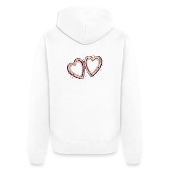 Doppelherzverbindung - Unisex Premium Bio Zip Hoodie - Weiß - Hinten - Thijin (182cm)