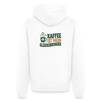 Kaffee ist mein Glücksbringer - Unisex Premium Bio Zip Hoodie - Weiß - Hinten - Thijin (182cm)