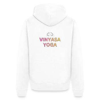 Vinyasa Yoga Farbverlauf - Unisex Premium Bio Zip Hoodie - Weiß - Hinten - Thijin (182cm)