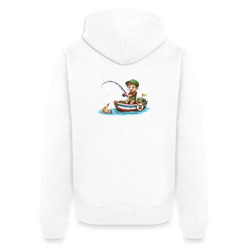 Pêcheur des enfants Chemise Garçon Pêche Bateau Poisson - Veste à capuche bio Premium Unisexe - blanc - Dos - Thijin (182cm)