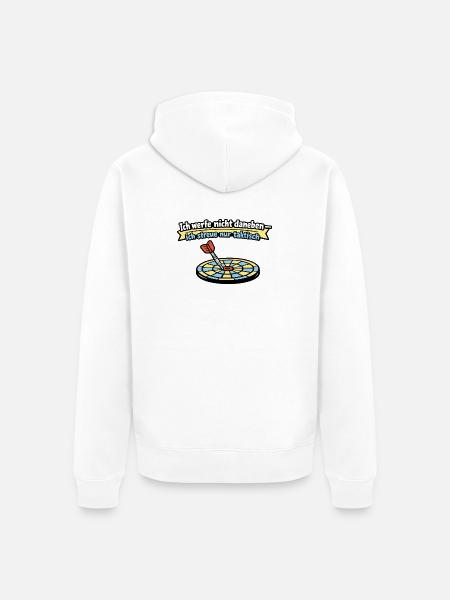 Taktischer Wurf: Dart Humor - Unisex Premium Bio Zip Hoodie - Weiß