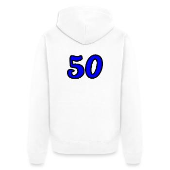 50. 50 ANS. 50e ANNIVERSAIRE. ANNIVERSAIRE 50 ANS. - Veste à capuche bio Premium Unisexe - blanc - Dos - Thijin (182cm)