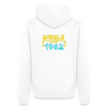 seit 1962 - Unisex Premium Bio Zip Hoodie - Weiß - Hinten - Thijin (182cm)
