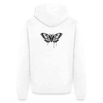 Motte Nachtfalter Tattoo - Unisex Premium Bio Zip Hoodie - Weiß - Hinten - Thijin (182cm)