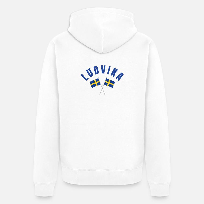 Drapeaux de Ludvika Suède - Veste à capuche bio Premium Unisexe - blanc