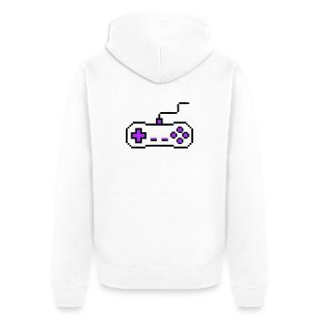 Joueur avec manette rétro - Veste à capuche bio Premium Unisexe - blanc - Dos - Thijin (182cm)