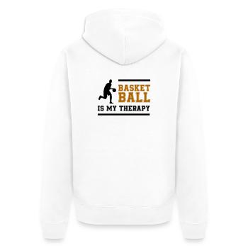 Basketball Retro Schriftzug - Unisex Premium Bio Zip Hoodie - Weiß - Hinten - Thijin (182cm)