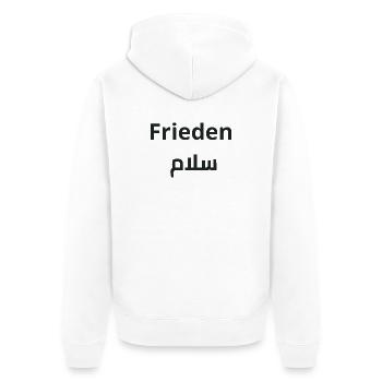 Frieden und Salam - Arabische Kalligrafie - Unisex Premium Bio Zip Hoodie - Weiß - Hinten - Thijin (182cm)