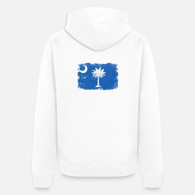 Drapeau de Caroline du Sud vieilli - Veste à capuche bio Premium Unisexe - blanc