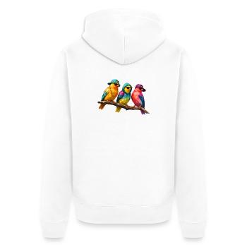 Art polygonal low polygon des oiseaux hip-hop - Veste à capuche bio Premium Unisexe - blanc - Dos - Thijin (182cm)
