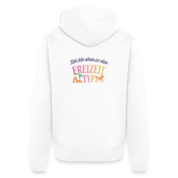 Freizeittyp im Retro-Farbenrausch - Unisex Premium Bio Zip Hoodie - Weiß - Hinten - Thijin (182cm)