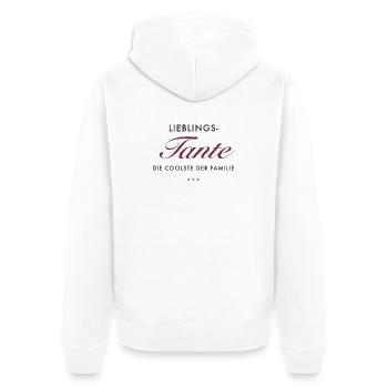 LieblingsTante Eleganz - Unisex Premium Bio Zip Hoodie - Weiß - Hinten - Thijin (182cm)