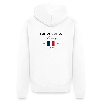 Perros Guirec Frankreich Koordinate Reise Souvenir - Unisex Premium Bio Zip Hoodie - Weiß - Hinten - Thijin (182cm)