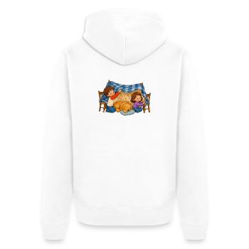 Kinder Deckenhöhle mit Hund Kuscheliges Motiv - Unisex Premium Bio Zip Hoodie - Weiß - Hinten - Thijin (182cm)