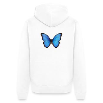 Style réaliste Blue Morpho Butterfly - Veste à capuche bio Premium Unisexe - blanc - Dos - Thijin (182cm)