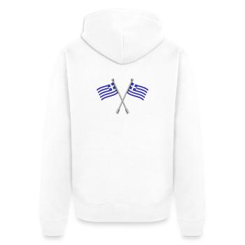 Griechische Flagge - Unisex Premium Bio Zip Hoodie - Weiß - Hinten - Thijin (182cm)