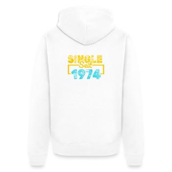 seit 1974 - Unisex Premium Bio Zip Hoodie - Weiß - Hinten - Thijin (182cm)