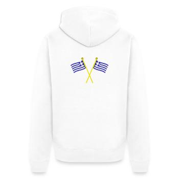 Griechische Flagge - Unisex Premium Bio Zip Hoodie - Weiß - Hinten - Thijin (182cm)