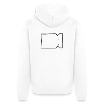 Ticket handgezeichnet - Unisex Premium Bio Zip Hoodie - Weiß - Hinten - Thijin (182cm)