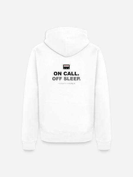 On Call. Off Sleep. - Unisex Premium Bio Zip Hoodie - Weiß