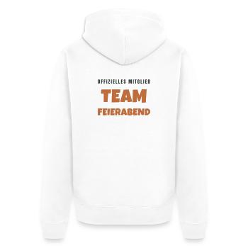 Team Feierabend offizielles Mitglied - Unisex Premium Bio Zip Hoodie - Weiß - Hinten - Thijin (182cm)