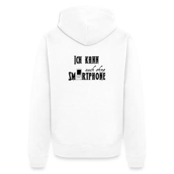 Ohne Smartphone Geschenk - Unisex Premium Bio Zip Hoodie - Weiß - Hinten - Thijin (182cm)