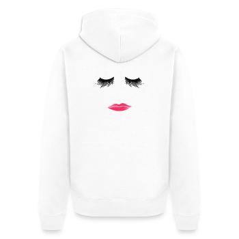 Visage de la femme Cils embrassant Lèvres roses - Veste à capuche bio Premium Unisexe - blanc - Dos - Thijin (182cm)