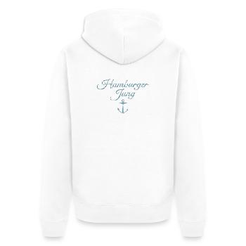 Hamburger Jung (Vintage Hellblau) Hamburg Anker - Unisex Premium Bio Zip Hoodie - Weiß - Hinten - Thijin (182cm)