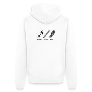 Swim Bike Run - Unisex Premium Organic Zip Hoodie - white - Back - Thijin (182cm)