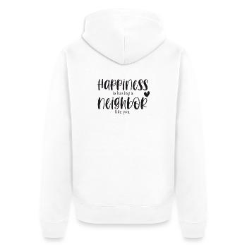 Voisinage Quartier Bonheur Merci Cadeau - Veste à capuche bio Premium Unisexe - blanc - Dos - Thijin (182cm)