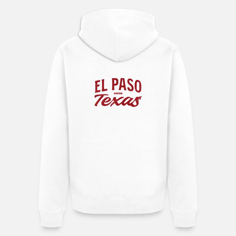 Scénario rétro d’El Paso, Texas - Veste à capuche bio Premium Unisexe - blanc