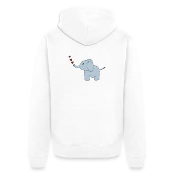 elefant herzen - Unisex Premium Bio Zip Hoodie - Weiß - Hinten - Thijin (182cm)