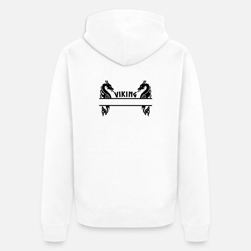 Bannière Viking à deux dragons - Veste à capuche bio Premium Unisexe - blanc