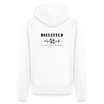 Koordinaten Bielefeld - Unisex Premium Bio Zip Hoodie - Weiß - Hinten - Thijin (182cm)