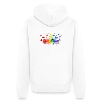 Free to Love Schmetterling LGBT - Unisex Premium Bio Zip Hoodie - Weiß - Hinten - Thijin (182cm)